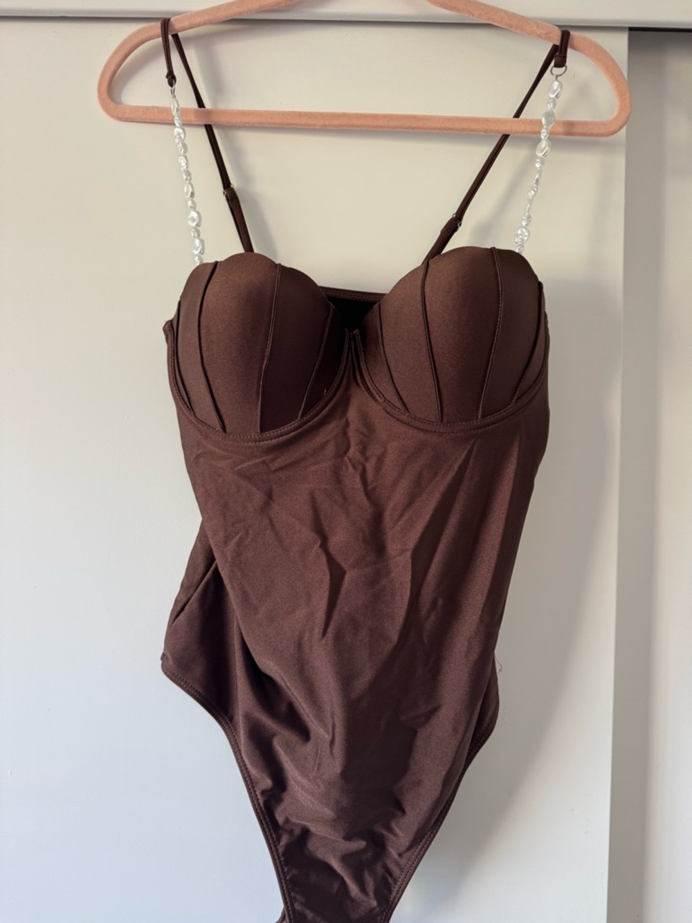 Brown Padded One-Piece Swimsuit